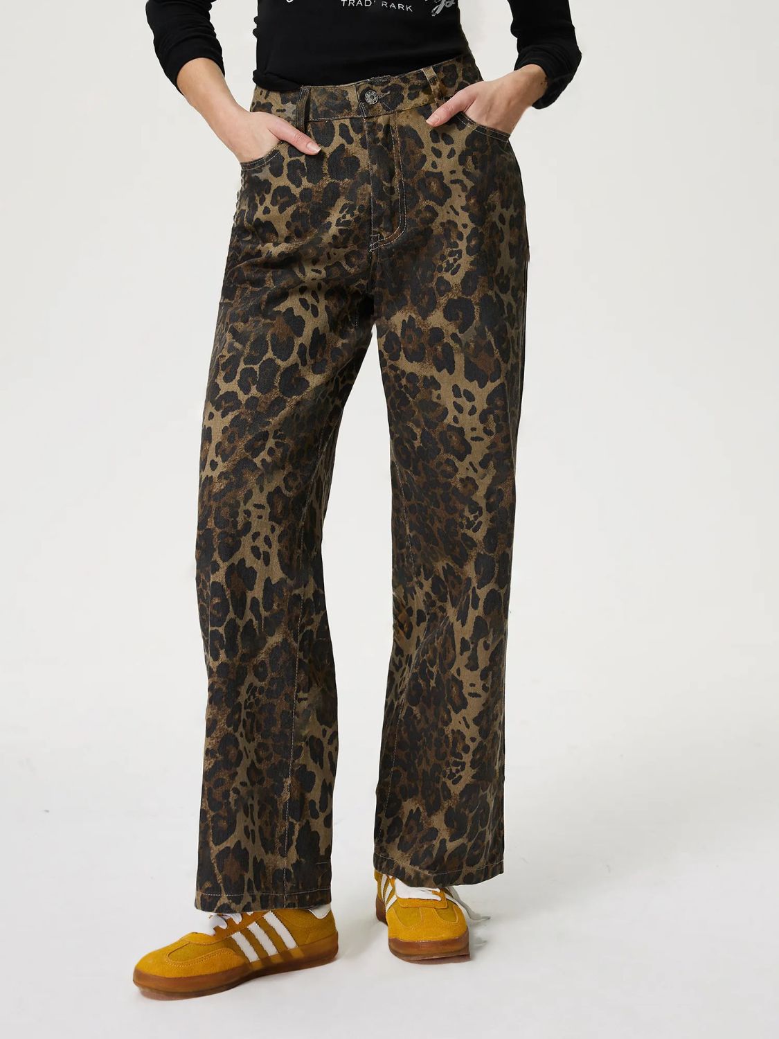 Leopard Straight Jeans with Pockets - Little Miss Vanilla