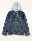 Fake Two-Piece Hooded Zip-Up Denim Jacket - Little Miss Vanilla