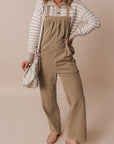 Gray Morn Solid Pocketed Loose Fit Corduroy Overall