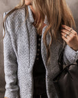 Light Grey Lapel Collar Long Jacket with Pockete - Little Miss Vanilla