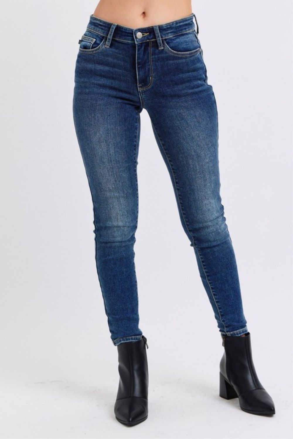 Judy Blue Full Size Run Mid-Rise Waist Skinny Jeans with Thermal Lining - Little Miss Vanilla