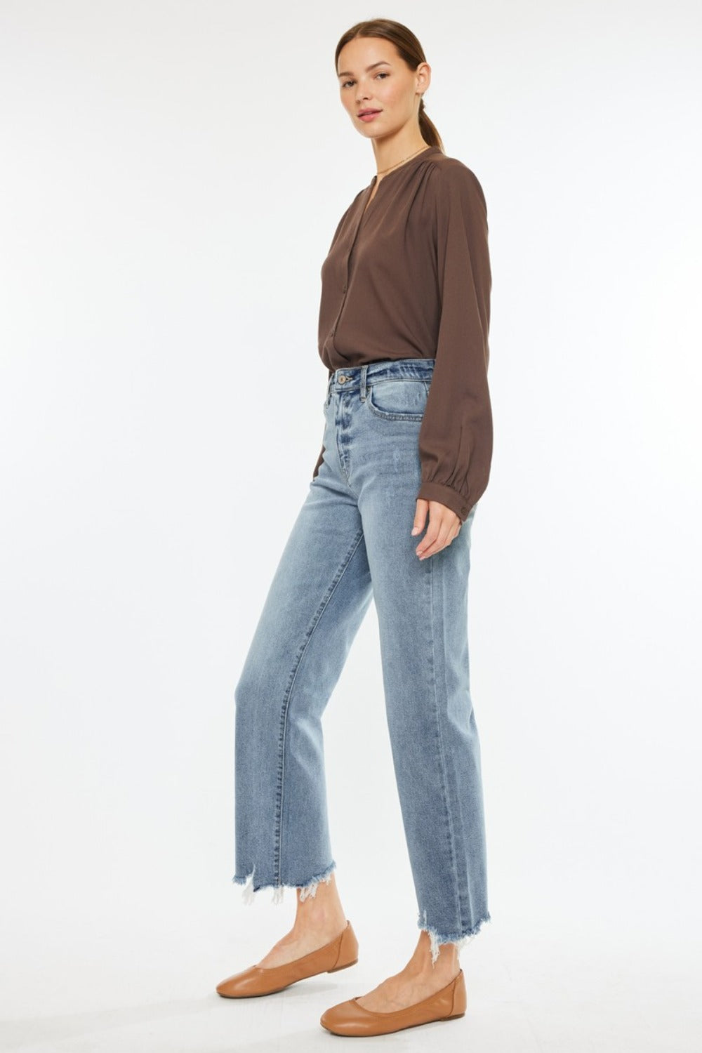 Kancan High Rise Slim Wide Leg Jeans - Little Miss Vanilla