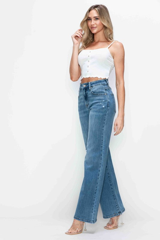 bytos Full Size High Rise Wide Leg Jeans with Pockets - Little Miss Vanilla