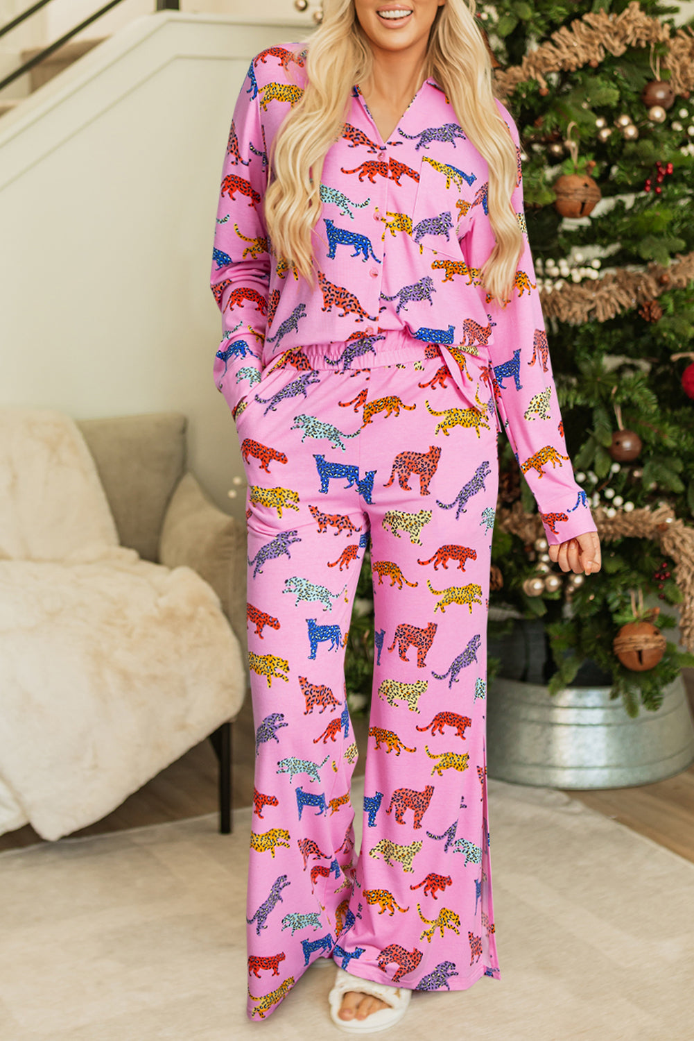 Pink Cheetah Print Shirt and Pants Pajama Set - Little Miss Vanilla