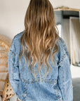 Studded Acid Wash Long Sleeve Denim Jacket - Little Miss Vanilla