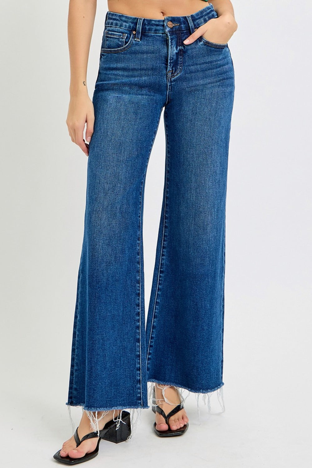 RISEN Tummy Control High Rise Wide Leg Jeans - Little Miss Vanilla