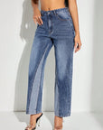 Contrast Patchwork Straight Jeans with Pockets - Little Miss Vanilla