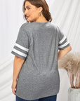 Plus Size Striped V-Neck Tee Shirt - Little Miss Vanilla