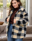 Plus Size Plaid Button Up Long Sleeve Coat - Little Miss Vanilla