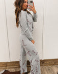 Gray Cowgirl Boots Printed Long Sleeve Top Pants Lounge Set - Little Miss Vanilla