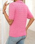 Mandy Cable Knit Johnny Collar Half Sleeve Sweater - Little Miss Vanilla