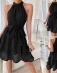 Women's Halterneck Dresses Sleeveless Ruffle Dress