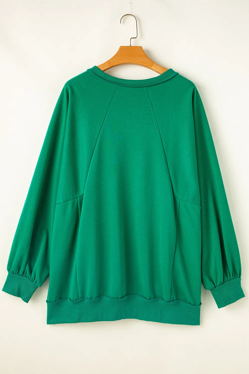 Plus Size Cutout Hem Notched Long Sleeve Sweatshirt - Little Miss Vanilla