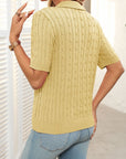 Mandy Cable Knit Johnny Collar Half Sleeve Sweater - Little Miss Vanilla