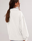 Exposed Seam Side Slit Long Sleeve Sweatshirt - Little Miss Vanilla