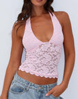 Lace Backless Halter Neck Cami - Little Miss Vanilla