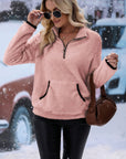 Half Zip Long Sleeve Furry Sweatshirt - Little Miss Vanilla