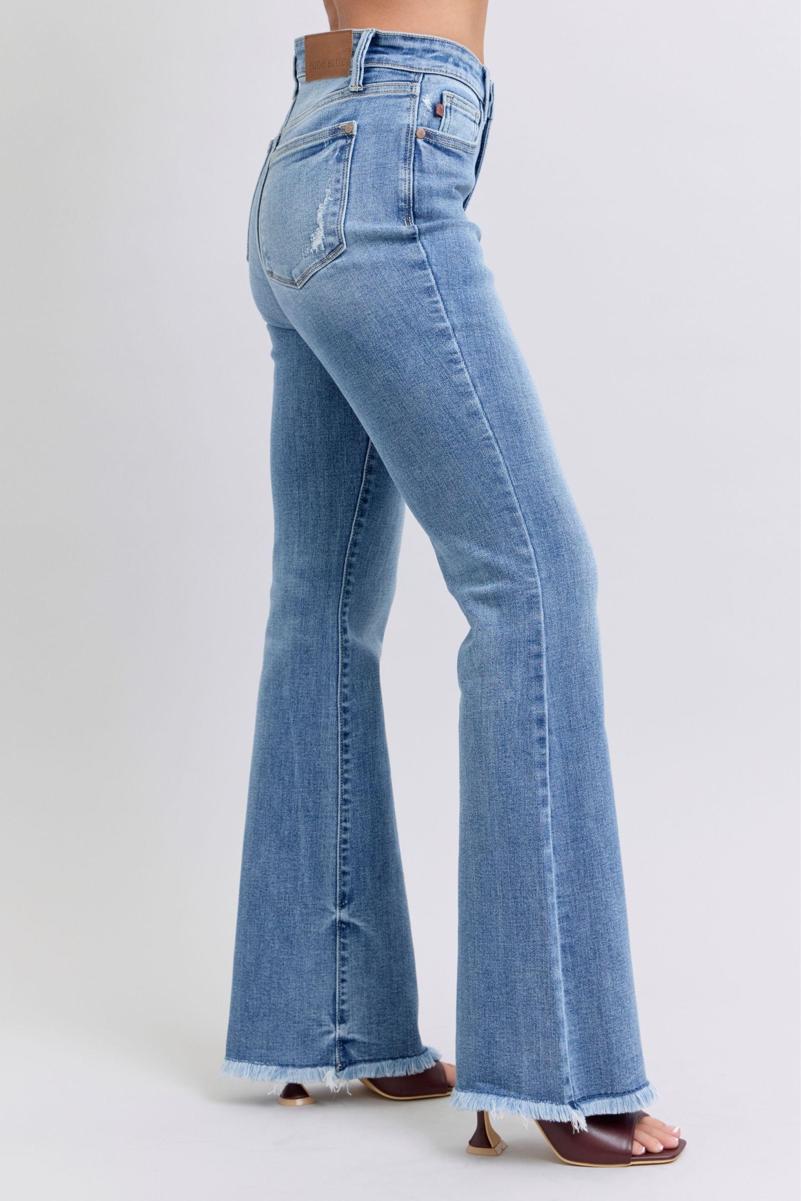 Judy Blue Full Size Raw Hem High Rise Bootcut Jeans - Little Miss Vanilla