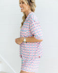 Purple Checkered Pattern Short Sleeve Pajamas Set - Little Miss Vanilla