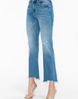 bytos Raw Hem Distressed Mid Rise Crop Jeans - Little Miss Vanilla