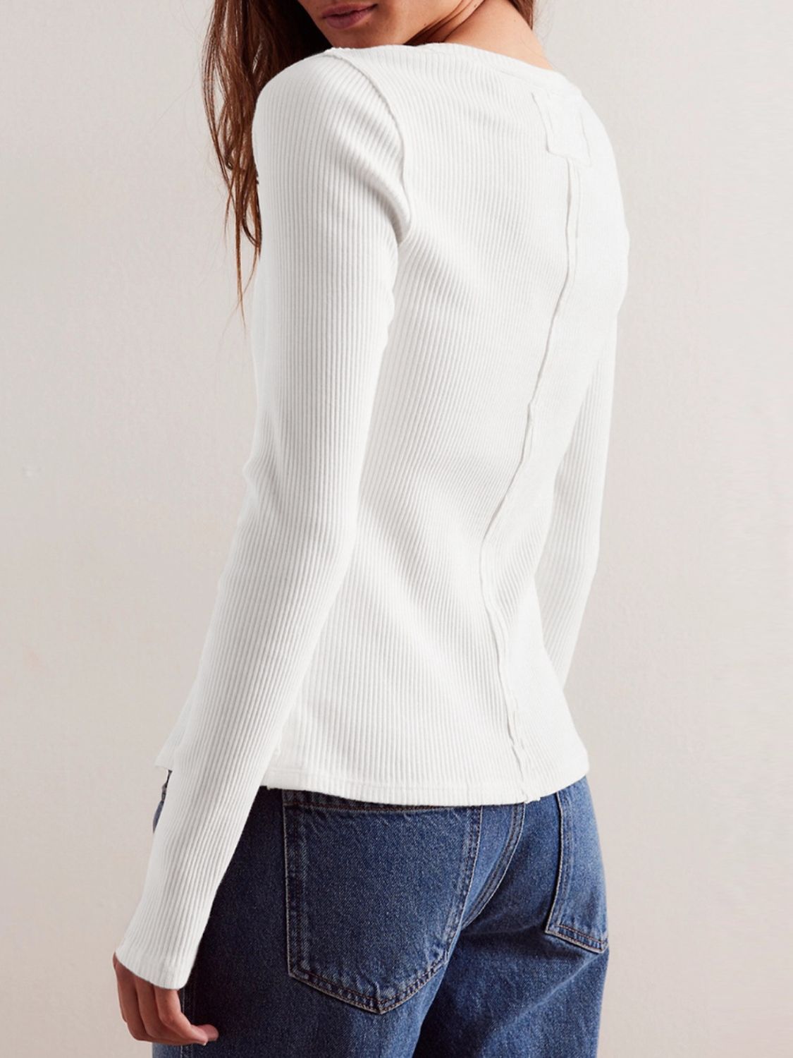 Ribbed Round Neck Long Sleeve Top - Little Miss Vanilla