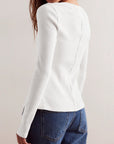 Ribbed Round Neck Long Sleeve Top - Little Miss Vanilla