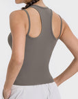 Millennia Cutout Round Neck Racerback Active Tank - Little Miss Vanilla