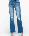 bytos Full Size Raw Hem Distressed High Rise Bootcut Jeans - Little Miss Vanilla