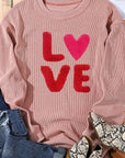 Valentine’s Day LOVE Round Neck Long Sleeve Sweatshirt - Little Miss Vanilla