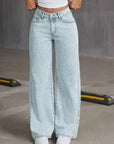 Bow Back Wide Leg Jeans with Pockets - Little Miss Vanilla