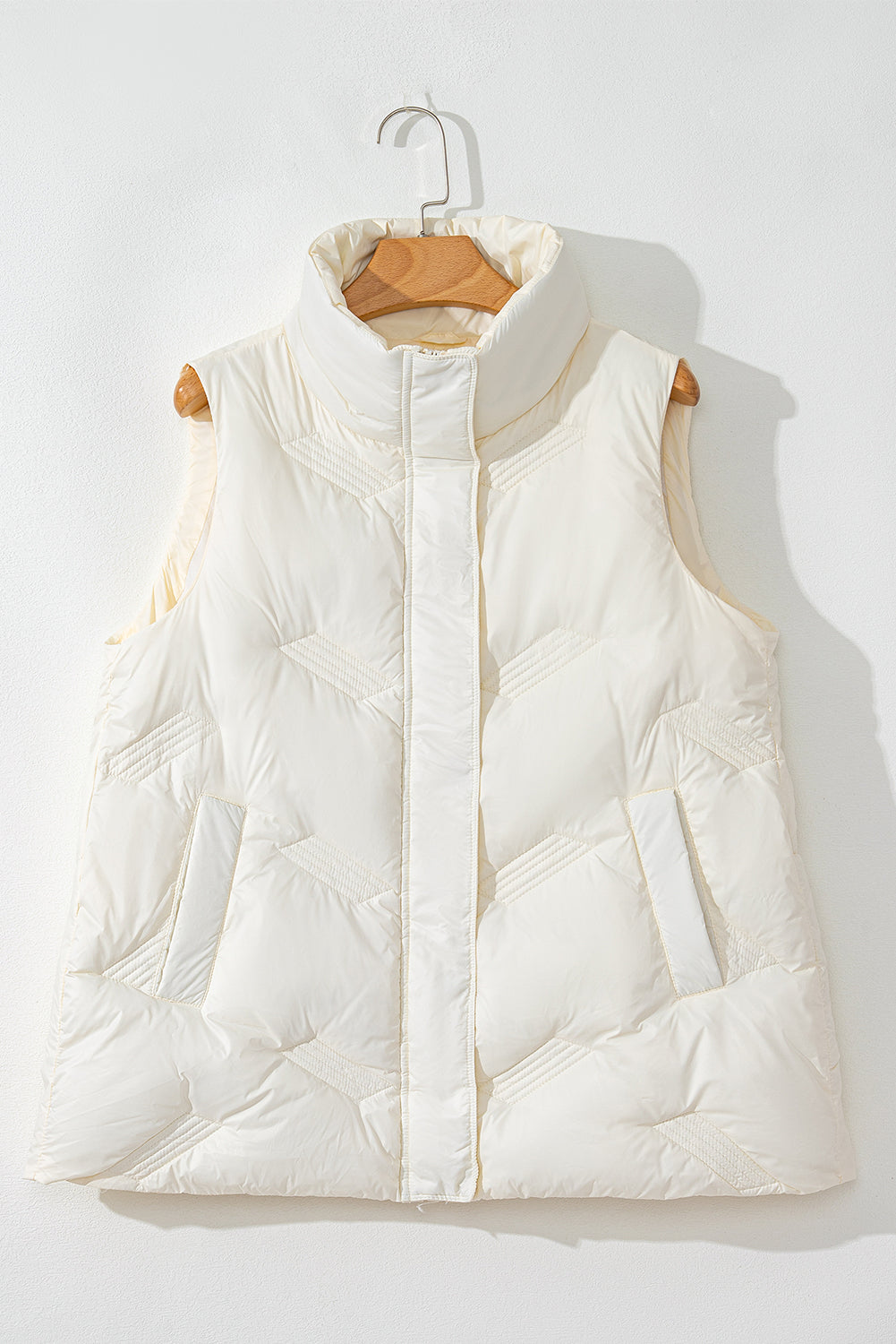 White Quilted High Neck Zip Up Jacket Vest - Little Miss Vanilla