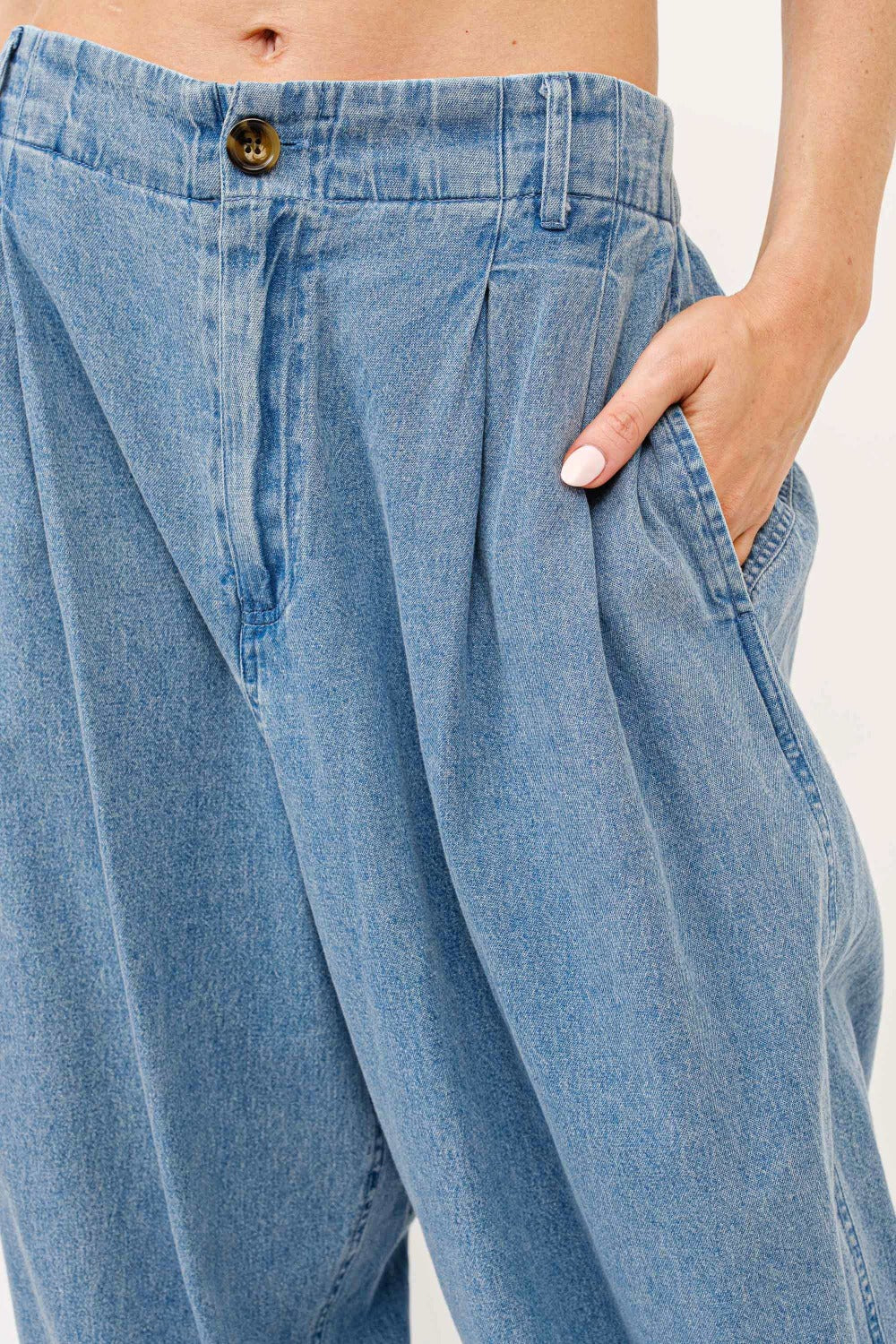 And The Why Elastic Back Pleated Baggy Jeans - Little Miss Vanilla