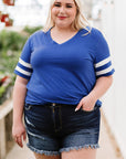 Plus Size Striped V-Neck Tee Shirt - Little Miss Vanilla