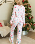 White Christmas Pattern Long Sleeve Top and Wide Leg Pants Set - Little Miss Vanilla