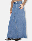 Raw Hem Maxi Denim Skirt - Little Miss Vanilla