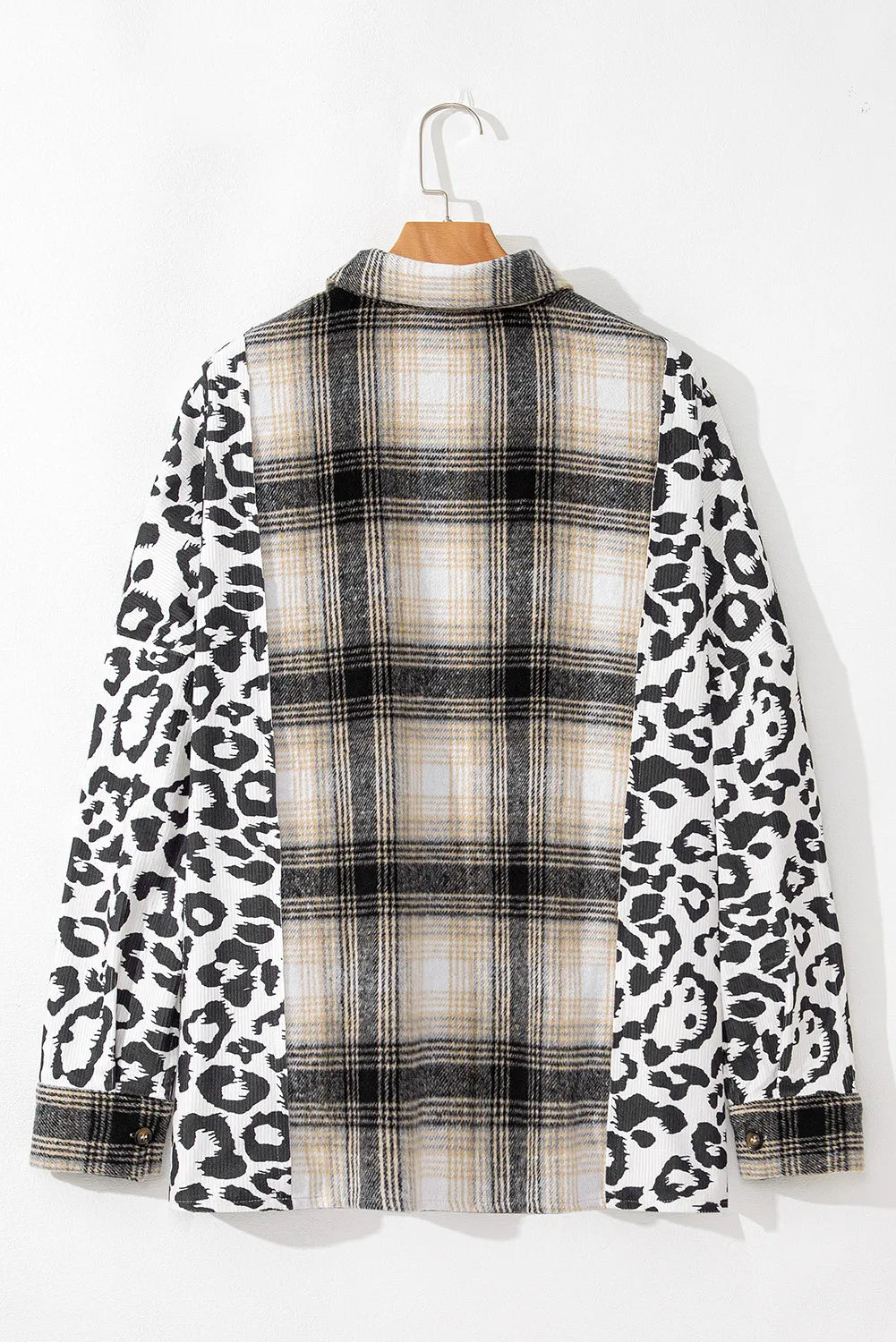 Plus Size Leopard Plaid Button Up Long Sleeve Shacket - Little Miss Vanilla