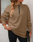 Mandy Zip-Up Dropped Shoulder Sweatshirt - Little Miss Vanilla