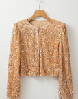 Golden Fleece Sequined Open Front Cropped Jacket - Little Miss Vanilla