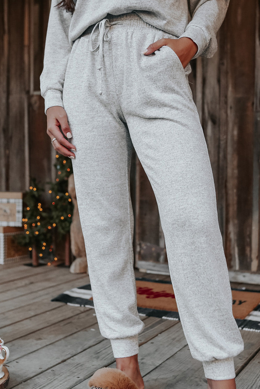 Gray Long Sleeve Pullover and Jogger Pants Lounge Set - Little Miss Vanilla