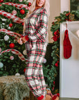 Red Christmas Plaid Allover Top and Pants Lounge Set - Little Miss Vanilla