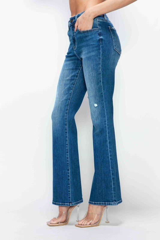 bytos Full Size High Rise Bootcut Jeans with Pockets - Little Miss Vanilla