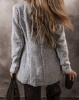 Light Grey Lapel Collar Long Jacket with Pockete - Little Miss Vanilla