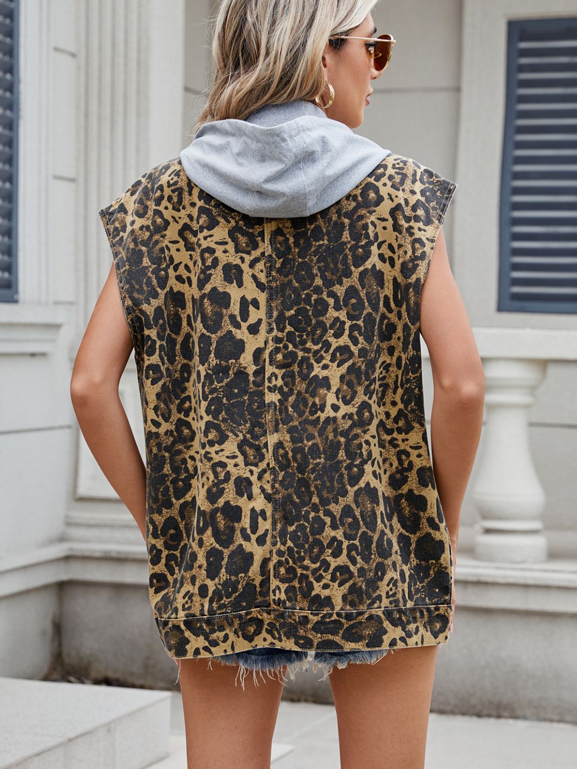 Leopard Buttton Up Denim Vest - Little Miss Vanilla