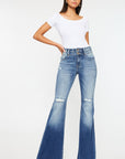 Kancan High Rise Wide Waistband Flare Jeans - Little Miss Vanilla