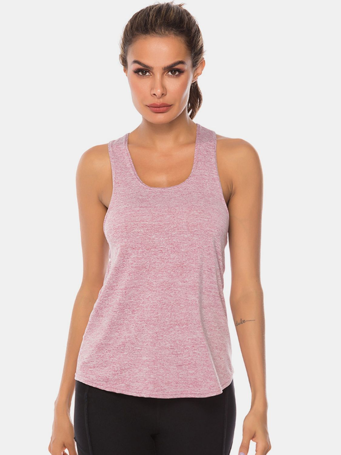 Full Size Scoop Neck Wide Strap Active Tank - Little Miss Vanilla