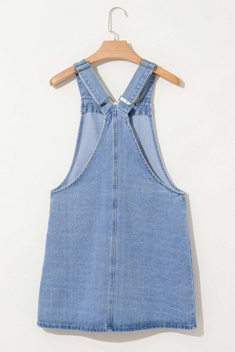 Beau Blue Wide Strap Button Front Pocketed Denim Mini Dress - Little Miss Vanilla