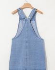 Beau Blue Wide Strap Button Front Pocketed Denim Mini Dress - Little Miss Vanilla