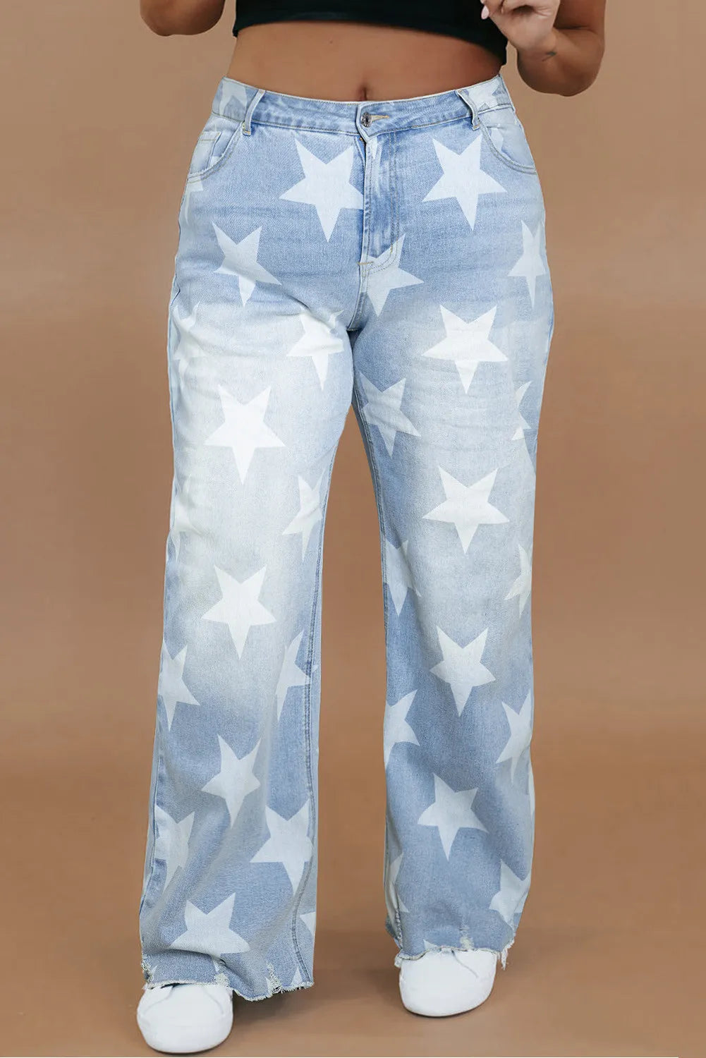 Plus Size Star Straight Leg Jeans with Pockets - Little Miss Vanilla