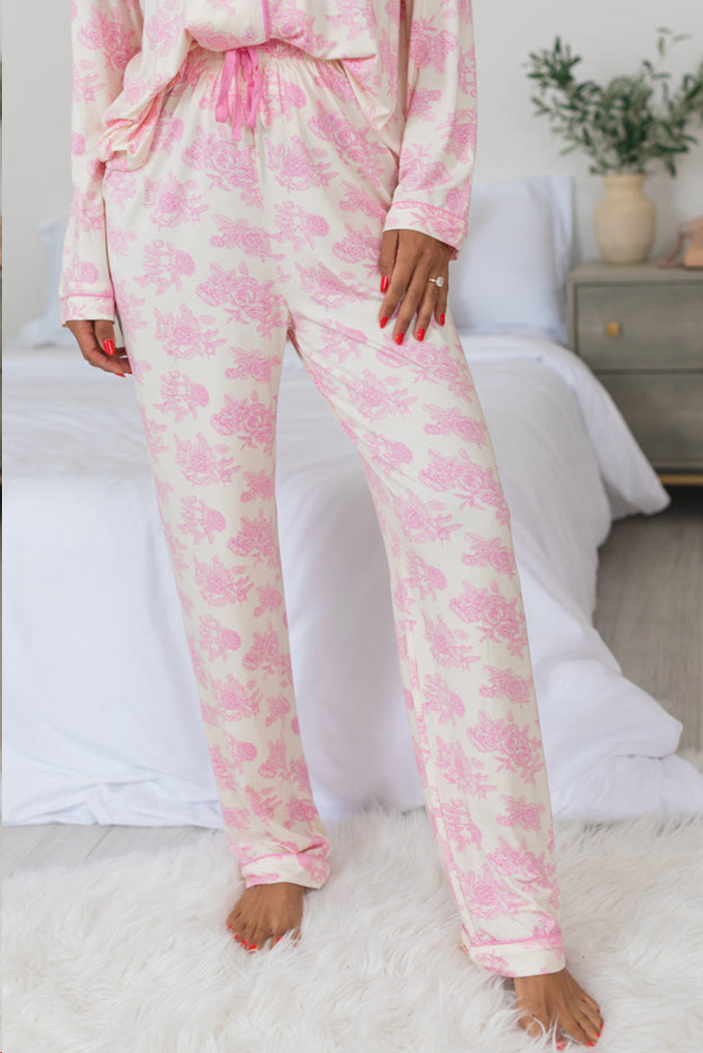 Pink Floral Long Sleeve and Pants Pajamas Set - Little Miss Vanilla