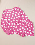 Pink Valentine Heart Shape Print Long Sleeve Top Shorts Lounge Set - Little Miss Vanilla